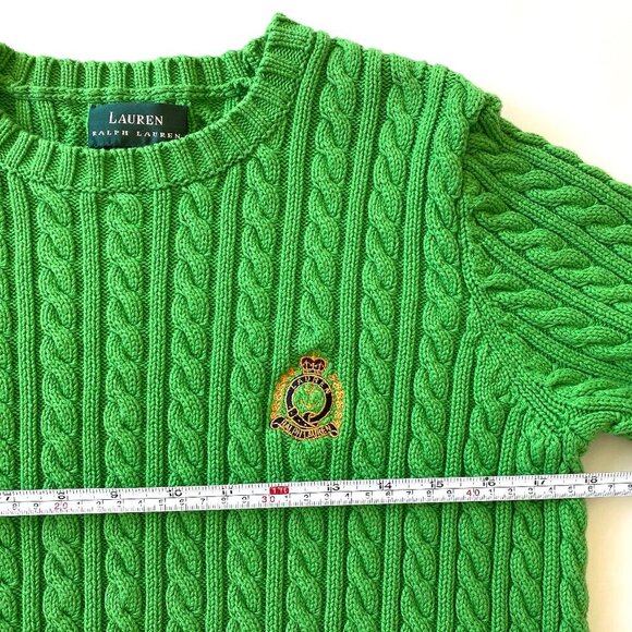 Lauren Ralph Lauren Womens S Chunky Cable Knit Fisherman Cotton Sweater Crest - Picture 5 of 5